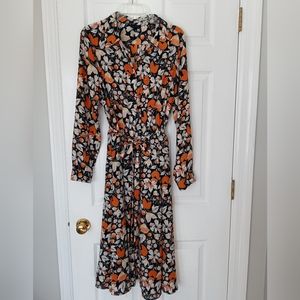 Who What Wear Women's Dress Size XL Orange Black White Floral Print